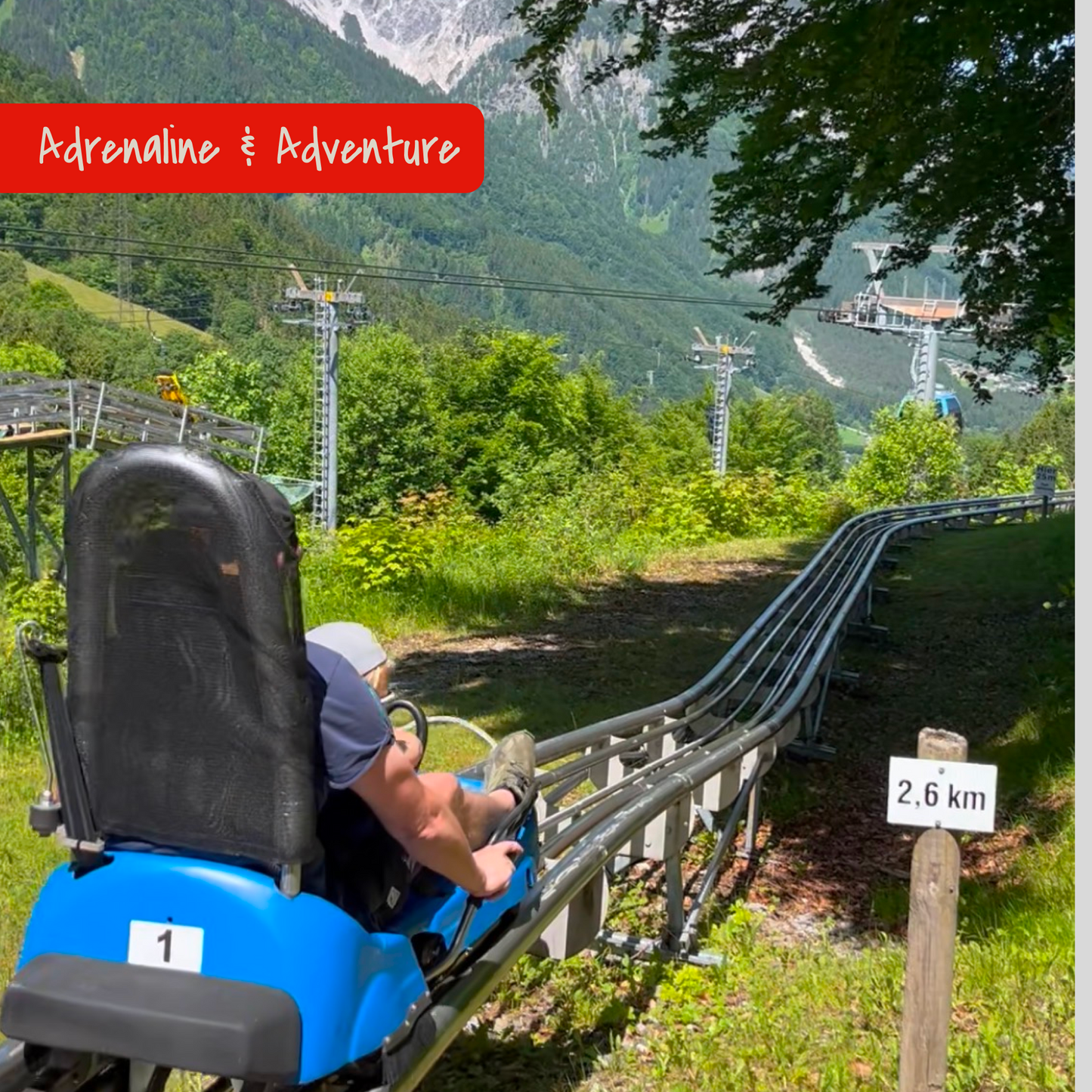 Father and child on summer toboggan run in Vorarlberg, Austria. Picture of KidsTravelAdventures. 